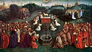 Sheep Poster Print Collection: The Adoration of the Mystic Lamb, The Ghent Altarpiece, 1432, (c1900-1920). Artist: Jan van Eyck