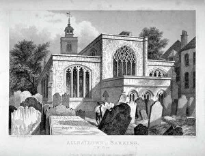 Barking and Dagenham Collection: All Hallows-by-the-Tower Church, London, 1837. Artist: John Le Keux
