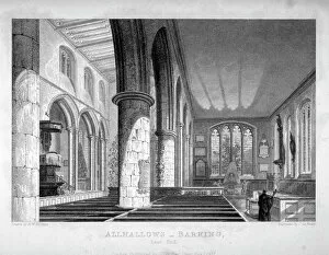 City of London Fine Art Print Collection: All Hallows-by-the-Tower Church, London, c1837. Artist: John Le Keux