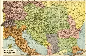 Bulgaria Pillow Collection: Austria-Hungary and Neighbouring Lands - Map, 1920. Creator: John Bartholomew & Son