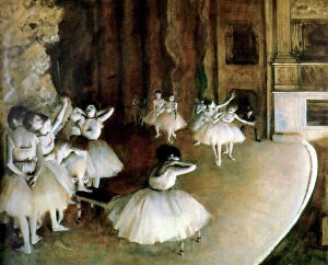 Impressionism Antique Framed Print Collection: Ballet Rehearsal on Stage, 1874. Artist: Edgar Degas
