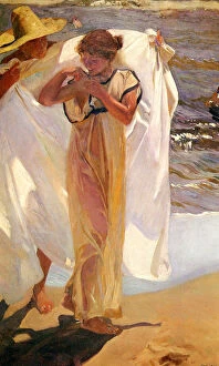 Impressionist paintings Pillow Collection: After the Bath, 1908. Artist: Joaquin Sorolla y Bastida