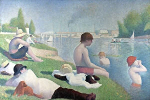 Impressionist paintings Poster Print Collection: Bathers at Asnieres (Baigneurs a Asnieres), 1884. Artist: Seurat, George Pierre (1859-1891)