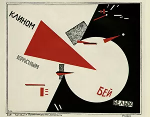 Poster Collection: Beat the Whites with the red wedge (Poster), 1920. Artist: Lissitzky, El (1890-1941)