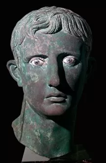Roman Roman Collection: Bronze head of Augustus, Roman, from Meroe, Sudan, c27-c25 BC