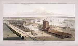 William Daniell Collection: Brunswick Dock, and East India Dock, Poplar, London, 1803. Artist: William Daniell