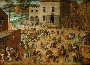 Oil paintings Pillow Collection: Children?s Games, 1560. Artist: Bruegel (Brueghel), Pieter, the Elder (ca 1525-1569)