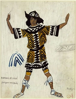 Michail Fokin Collection: Costume design for the ballet Daphnis et Chloe by M. Ravel, 1912. Artist: Bakst, Leon (1866-1924)