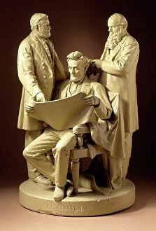 Us Grant Collection: The Council of War (Abraham Lincoln, Gideon Welles, Ulysses S. Grant), 1868. Creator: John Rogers