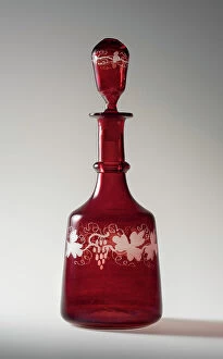 Vines Collection: Decanter And Stopper, c1850-75. Creator: Unknown