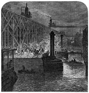 Wooden Bridge Collection: Demolition of Blackfriars Bridge, 1864. Creator: Mason Jackson