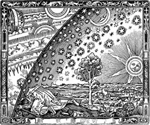 Flat Earth Fine Art Print Collection: The edge of the firmament (Flammarion engraving) From L atmosphere