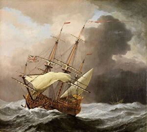 Warships Collection: The English Ship Hampton Court in a Gale, 1678-80. Creator