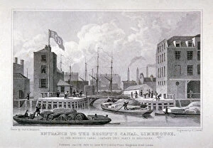 Thomas Hosmer Shepherd Poster Print Collection: Entrance to Regents Canal Dock, Limehouse, London, 1828. Artist: Frederick James Havell