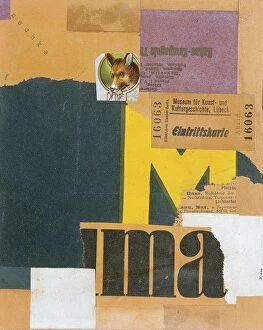 Abstract paintings Poster Print Collection: Entrance Ticket (Mz 456), 1922. Artist: Schwitters, Kurt (1887-1948)