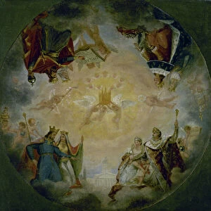 Royalty Collection: Esquisse pour le Panthéon (église Sainte-Geneviève) : Gloire des dynasties royales et... c.1812