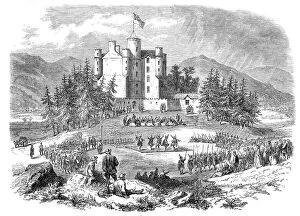 Dance Canvas Print Collection: The Gathering of the Highland Clans at Braemar Castle, in the presence of the Prince and... 1864