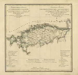 Map Making Collection: General Map of Estland Province: Showing Postal and Major Roads, Stations and... 1820