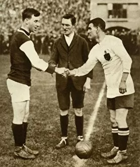 Brent Mouse Mat Collection: George Kay and Joe Smith before kick-off, FA Cup Final, Wembley Stadium, London, 1923, (1935)