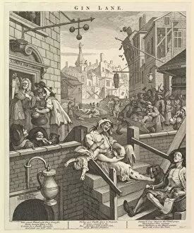 17 Mar 2020 Tote Bag Collection: Gin Lane, February 1, 1751. Creator: William Hogarth