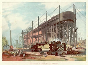 Brunel Jigsaw Puzzle Collection: Great Eastern on the stocks at Millwall on the Thames, 1857