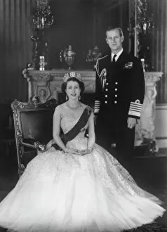 Edinburgh Framed Print Collection: HM Queen Elizabeth II and HRH Duke of Edinburgh at Buckingham Palace, 12th March 1953