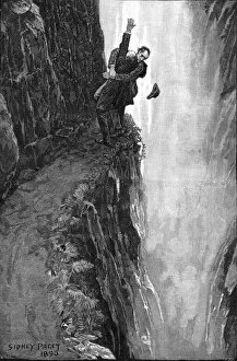 Sherlock Holmes Collection: Holmes and Moriarty fighting over the Reichenbach Falls. Illustration for the short story The