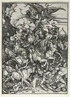 Albrecht Durer Collection: The Four Horsemen, from The Apocalypse, c. 1498. Creator: Albrecht Dürer (German, 1471-1528)