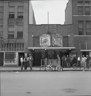 Oklahoma City Framed Print Collection: Idle men attend the morning movies, Oklahoma City, Oklahoma, 1937. Creator: Dorothea Lange