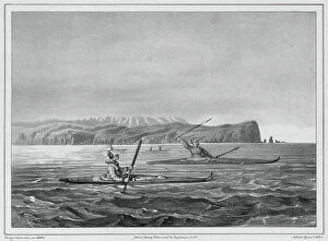 View To Land Collection: Inhabitants of Ounalacheka with their canoes (Aleutian Islands), 19th century