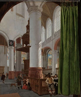 Trompe L Oeil Collection: Interior of the Oude Kerk in Delft, 1654. Creator: Gerard Houckgeest