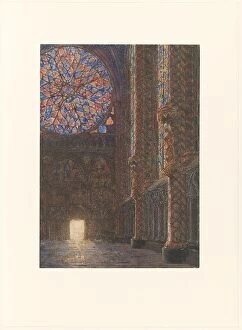Drawings Pillow Collection: Interior of the Sainte Chapelle, view from the entrance, 1865-1939. Creator: Daniel Jordens
