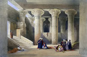 Group Of People Collection: Interior of the Temple at Esna, Upper Egypt, 1838. Artist: David Roberts