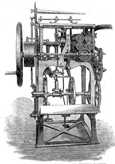 Industrial revolution Photographic Print Collection: The International Exhibition: Gruner's patent folding, stitching and pressing machine, 1862