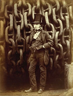 Brunel Photo Mug Collection: Isambard Kingdom Brunel Standing Before the Launching Chains of the Great Eastern