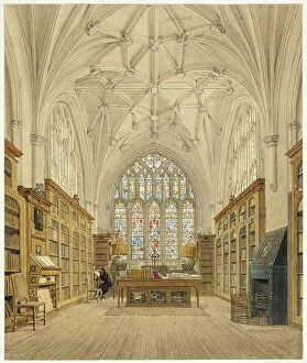 Public School Collection: Library of Winchester College, c. 1816. Creator: Frederick Mackenzie