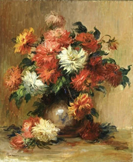 Impressionism Poster Print Collection: Still life with dahlias, ca. 1886-1890. Artist: Renoir, Pierre Auguste (1841-1919)