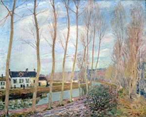 Life artwork Cushion Collection: The Loing Canal, 1892. Artist: Alfred Sisley