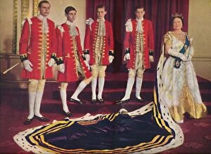 Queen Elizabeth II Metal Print Collection: Her Majesty the Queen Mother with her pages, 1953. Artist: Sterling Henry Nahum Baron
