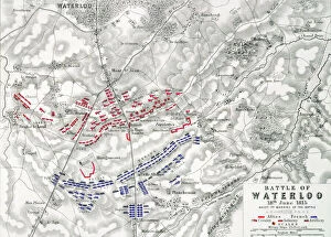France Jigsaw Puzzle Collection: Map of the Battle of Waterloo, 18th June 1815 (19th century)