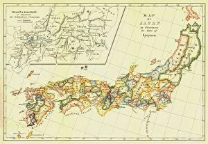 India Pillow Collection: Map of Japan in Provinces in time of Iyeyasu, 1903. Creator: Unknown