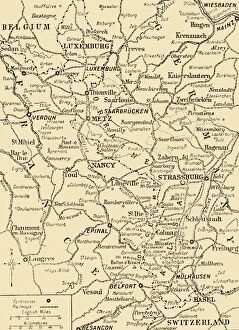 Luxembourg Pillow Collection: Map showing the border between France and Germany, First World War, c1915, (c1920)