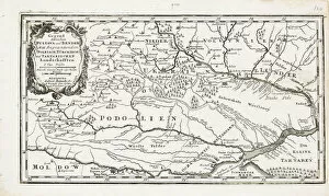 Moldova Framed Print Collection: Map showing both Poltava and Bender. Artist: Bodenehr, Gabriel, the Elder (1664-1758)