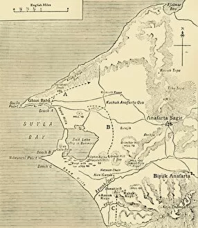 Battlefields Photographic Print Collection: Map of Suvla Bay, Gallipoli peninsula, First World War, 1915, (c1920). Creator: Unknown