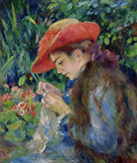 Impressionism Fine Art Print Collection: Marie-Thérèse Durand-Ruel Sewing, 1882. Creator: Pierre-Auguste Renoir