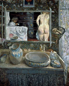 Impressionist art Pillow Collection: Mirror above a Washstand, 1908. Artist: Pierre Bonnard