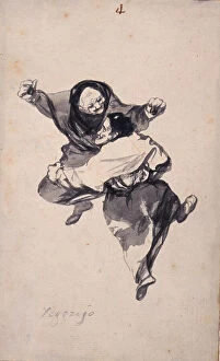 Black paintings by Goya Collection: Mirth (Regozijo). Album Witches and Old Women, ca 1820