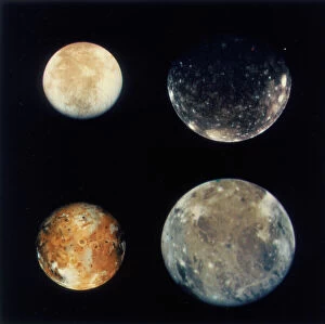 Space exploration Collection: Four moons of Jupiter, Io, Europa, Ganymede and Callisto, 1979