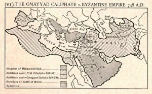 Maps Mouse Mat Collection: The Omayyad Caliphate v. Byzantine Empire, circa 748 A. D. c1915. Creator: Emery Walker Ltd