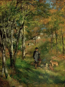 Renoir Collection: The painter Jules Le Coeur and his dogs in the forest of Fontainebleau, 1866